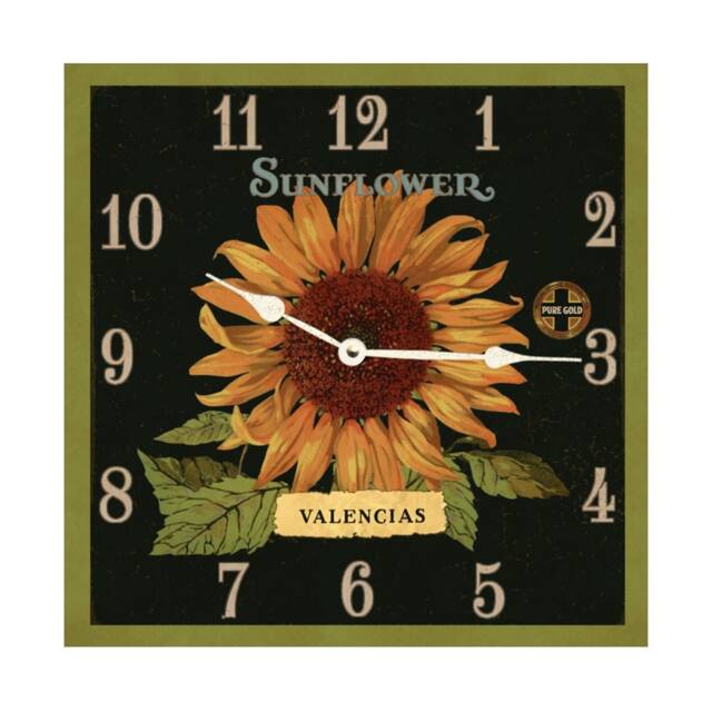 Square Sunflower Clock - Desk Or Mantle Wall Clock - image 1