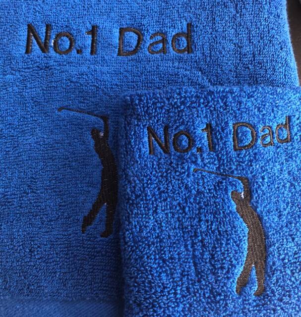 Golf Towel Set/No 1 Dad/ Dad Present/ Gift Set/ Best Fathers Day - image 1