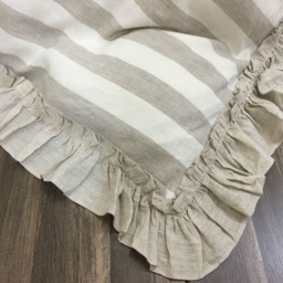 Linen Striped Duvet Cover Features Vintage Ruffles, Create Your Style - thumbnail 2