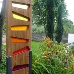 Garden Sculpture Made Of Wood & Glass. A Unique, Handmade, Weatherproof Garden Decoration - thumbnail 4