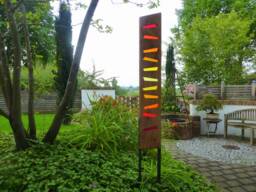 Garden Sculpture Made Of Wood & Glass. A Unique, Handmade, Weatherproof Garden Decoration