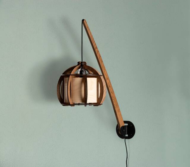 Wooden Wall Lamp, Wood Sconce, Mid Century Modern, Veneer Handcraft Wood Light, Unique Character Lighting, Rod Wall Lamp - image 1
