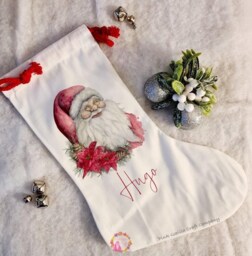 Christmas Stocking, Santa Xmas Decoration, Personalised Gift, Custom - thumbnail 1