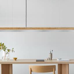Pendant Lamp - Oak Wood & Stainless Steel Dining Room Gantlights Led - thumbnail 2
