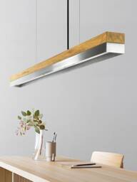 Pendant Lamp - Oak Wood & Stainless Steel Dining Room Gantlights Led