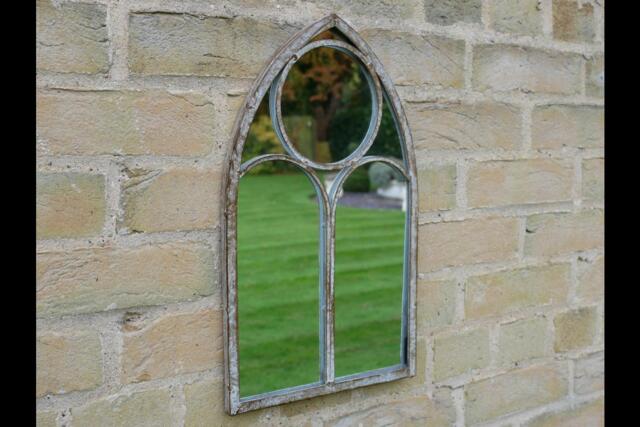 Gothic Arch Small Rustic Pattern Mirror Industrial Hand Forged Metal Outdoor Garden Distressed Vintage 45 X 25 cm - image 1