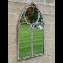 Gothic Arch Small Rustic Pattern Mirror Industrial Hand Forged Metal Outdoor Garden Distressed Vintage 45 X 25 cm - thumbnail 3