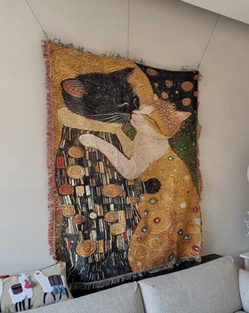 "Artistic Woven Throw Blanket - Gustav Klimt ""The Kiss" - image 1