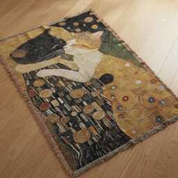 "Artistic Woven Throw Blanket - Gustav Klimt ""The Kiss" - thumbnail 3