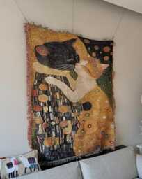 "Artistic Woven Throw Blanket - Gustav Klimt ""The Kiss" - thumbnail 1