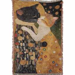 "Artistic Woven Throw Blanket - Gustav Klimt ""The Kiss" - thumbnail 2