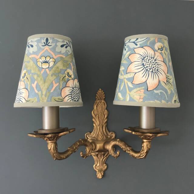 William Morris Strawberry Thief Slate - Small & Medium Handmade Candle Clip Lampshade For Wall Lights/Chandeliers - image 1