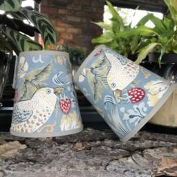 William Morris Strawberry Thief Slate - Small & Medium Handmade Candle Clip Lampshade For Wall Lights/Chandeliers - thumbnail 3