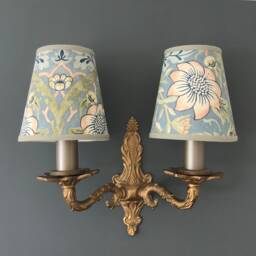 William Morris Strawberry Thief Slate - Small & Medium Handmade Candle Clip Lampshade For Wall Lights/Chandeliers
