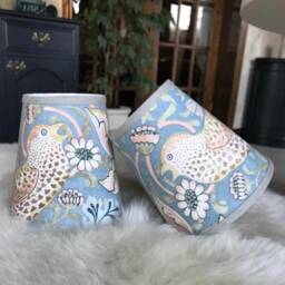 William Morris Strawberry Thief Slate - Small & Medium Handmade Candle Clip Lampshade For Wall Lights/Chandeliers - thumbnail 2