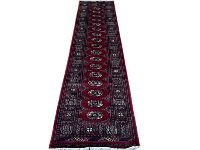 2.6x10 Red Color Bokhara Rug - Runner Hallway Luxury Long Fine Quality Green Afghan - image 1