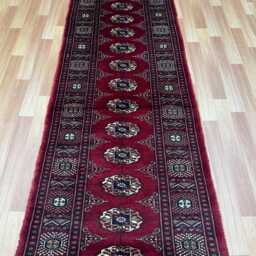 2.6x10 Red Color Bokhara Rug - Runner Hallway Luxury Long Fine Quality Green Afghan - thumbnail 3