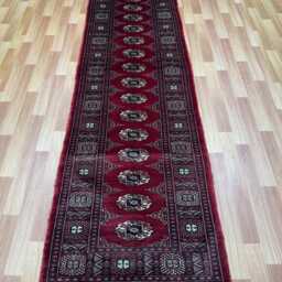 2.6x10 Red Color Bokhara Rug - Runner Hallway Luxury Long Fine Quality Green Afghan - thumbnail 2