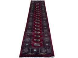 2.6x10 Red Color Bokhara Rug - Runner Hallway Luxury Long Fine Quality Green Afghan - thumbnail 1