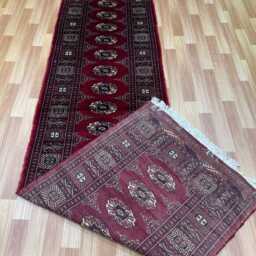 2.6x10 Red Color Bokhara Rug - Runner Hallway Luxury Long Fine Quality Green Afghan - thumbnail 4