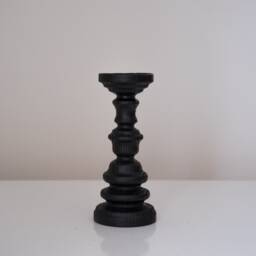 Beautiful Black Candle Holders Set Of 7 Candlesticks Seven Wooden Pillars Turned Wood Black Home Design Magic Cool Decor Farmhouse - thumbnail 2