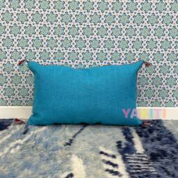 Yakiti-Blue Square Moroccan Pillows, Aka Cactus Silk Pillow, Decorative Pillows, Sabra Pillows, Moroccan Decor Designer Cactus - thumbnail 3