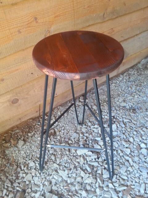 Hairpin Bar Stool Red Oak Top - Custom Heights Available - image 1
