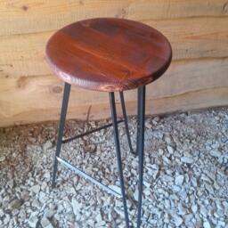 Hairpin Bar Stool Red Oak Top - Custom Heights Available - thumbnail 3