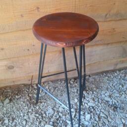 Hairpin Bar Stool Red Oak Top - Custom Heights Available - thumbnail 2