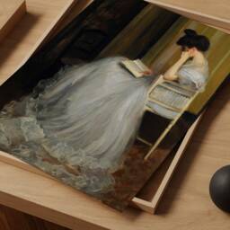 Woman Reading Antique Portrait Print, Elegant Lady in White, Victorian Hobby Canvas, Bedroom Wall Decor, Painting Art Reproduction, Digital - thumbnail 2