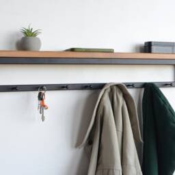 Entryway Wall Mounted Coat Rack With Hooks Industrial Metal Decor Hallway Floating Shelf Black Wooden Towel Rail Farmhouse Stand Gifts - thumbnail 2