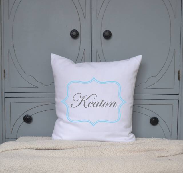 Personalized Baby Pillow, Newborn Gift, Girls Shower Gift For Baby, Name Pink & Grey Idea, New - image 1
