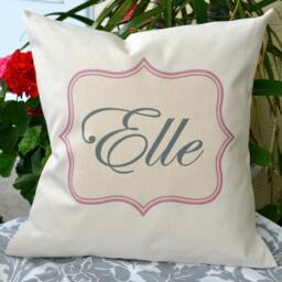 Personalized Baby Pillow, Newborn Gift, Girls Shower Gift For Baby, Name Pink & Grey Idea, New - thumbnail 2