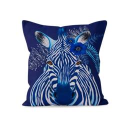 Zebra Cushion Cover, Navy Blue Modern Pillow Case, Colourful Living Room Decoration, Floral Home Decor, Bedroom Throw Top - thumbnail 2