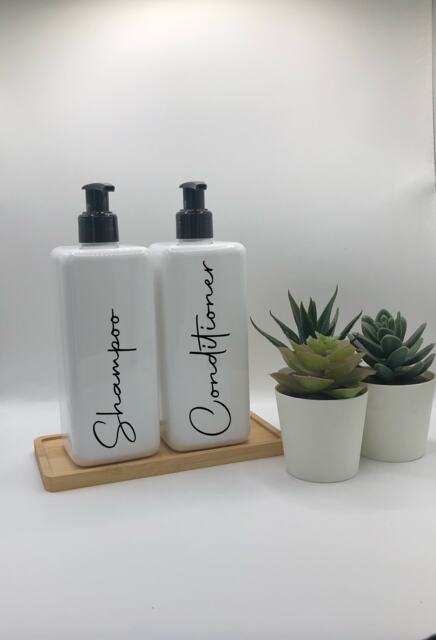 Personalised White Square Soap Dispenser Bottle With Gloss Black Pump 250Ml & 500Ml - image 1