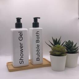 Personalised White Square Soap Dispenser Bottle With Gloss Black Pump 250Ml & 500Ml - thumbnail 4