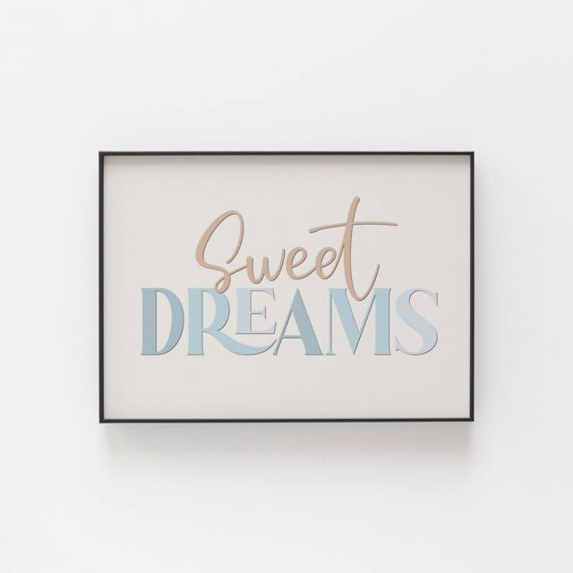 Sweet Dreams Print, Bedroom Decor, Home Prints, Wall Dreams, Over Bed Typography Goodnight Sleep Print - image 1