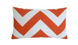 Orange/White Chevron Zig Zag Stripe Decorative Throw Pillow Cover Cushion Cotton 12x20 - thumbnail 1