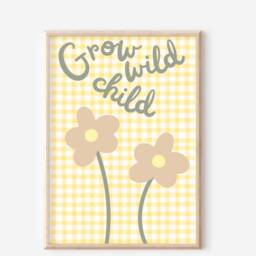 Set Of 2 Personalised Gingham Flower Prints For Girls Bedroom, Nursery Or Playroom - thumbnail 3