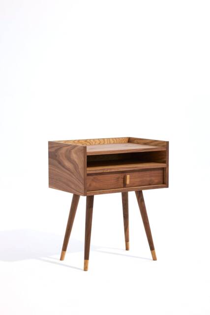 Mid Century Modern Walnut Nightstand, Solid Wood Bedside Table - image 1