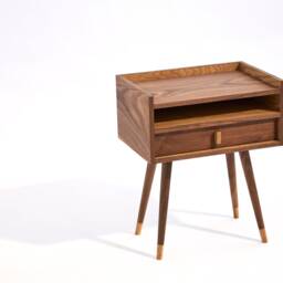 Mid Century Modern Walnut Nightstand, Solid Wood Bedside Table - thumbnail 3
