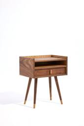 Mid Century Modern Walnut Nightstand, Solid Wood Bedside Table - thumbnail 1