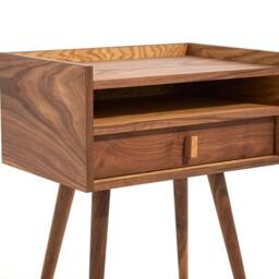 Mid Century Modern Walnut Nightstand, Solid Wood Bedside Table - thumbnail 4