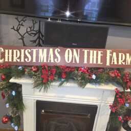 Christmas On The Farm Wood Sign Distressed Extra Large Wall Hanging Primitive Decoration Farmhouse Decor Tree - thumbnail 2