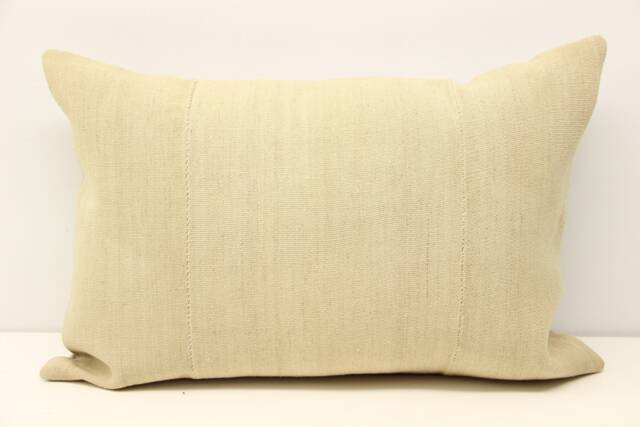 Turkish Kilim Lumbar Pillow Cover, Vintage Wool 16x24 - image 1
