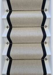 Herringbone Dapple Wool Stair Runner With 100% Cotton Black Border