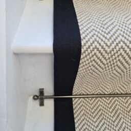 Herringbone Dapple Wool Stair Runner With 100% Cotton Black Border - thumbnail 3