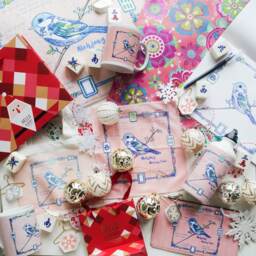 Beautiful Illustrated Hand Towel/Washcloth - Sparrow Vs Mahjong, Very Soft, Beautiful Material - thumbnail 3