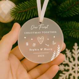 First Christmas Together Gift, New Couple Bauble, 1st Keepsake, Love Bauble - thumbnail 1