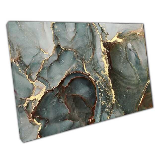 Elegant Fluid Abstract Canvas Print Dark Ink With Gold Accents For Modern Home & Office Decor - image 1
